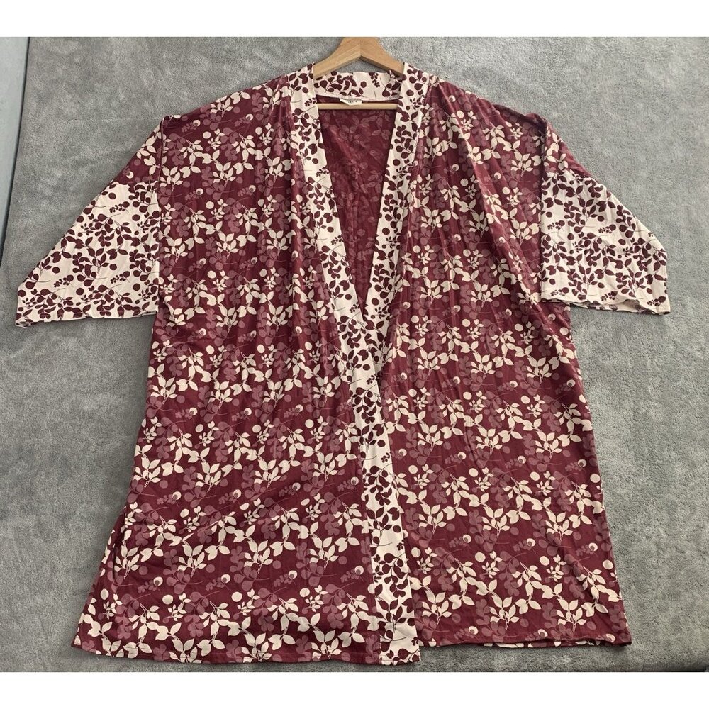 Pact Organics Staycation Robe in Burgundy and Cream XL/XXL